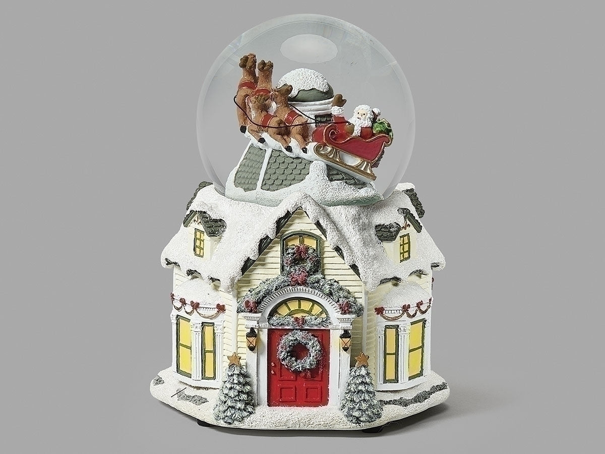 Snowglobe- Santa Over House