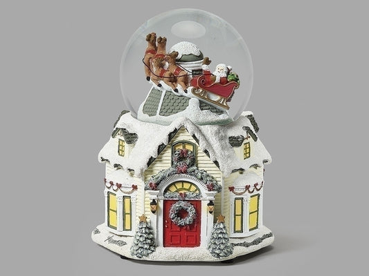 Snowglobe- Santa Over House