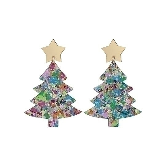 Acrylic Sparkle Confetti Christmas Earrings