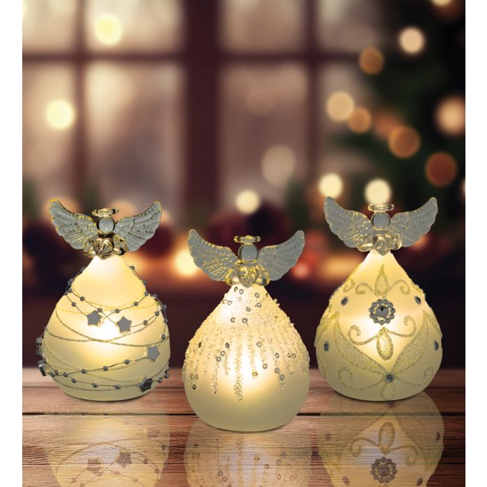 LED Frost Silver Angel Decor