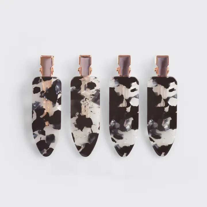 Kitsch Eco-Friendly Creaseless Clips 4pc Set - Black Terrazzo