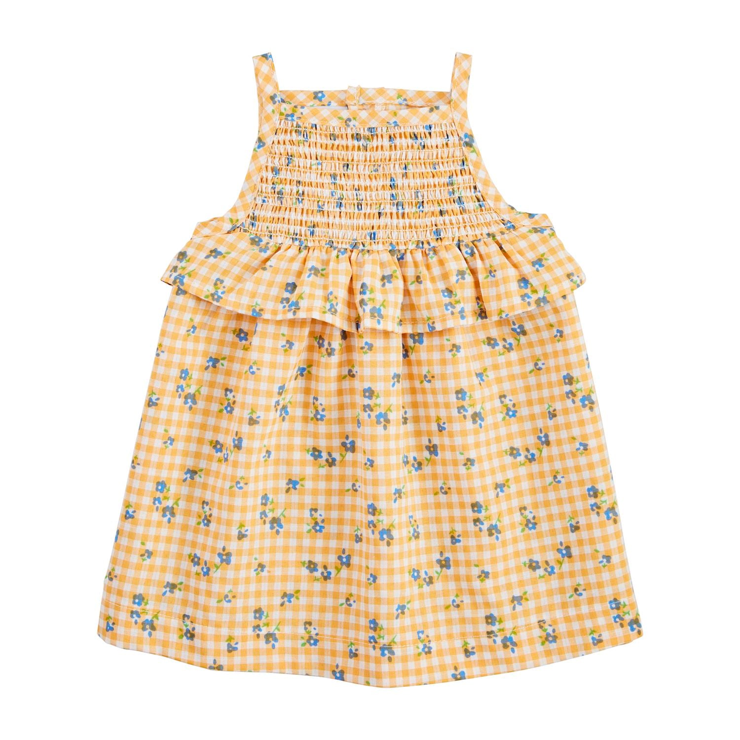 Mud Pie Yellow Gingham Smocked Dress 9-12 Months