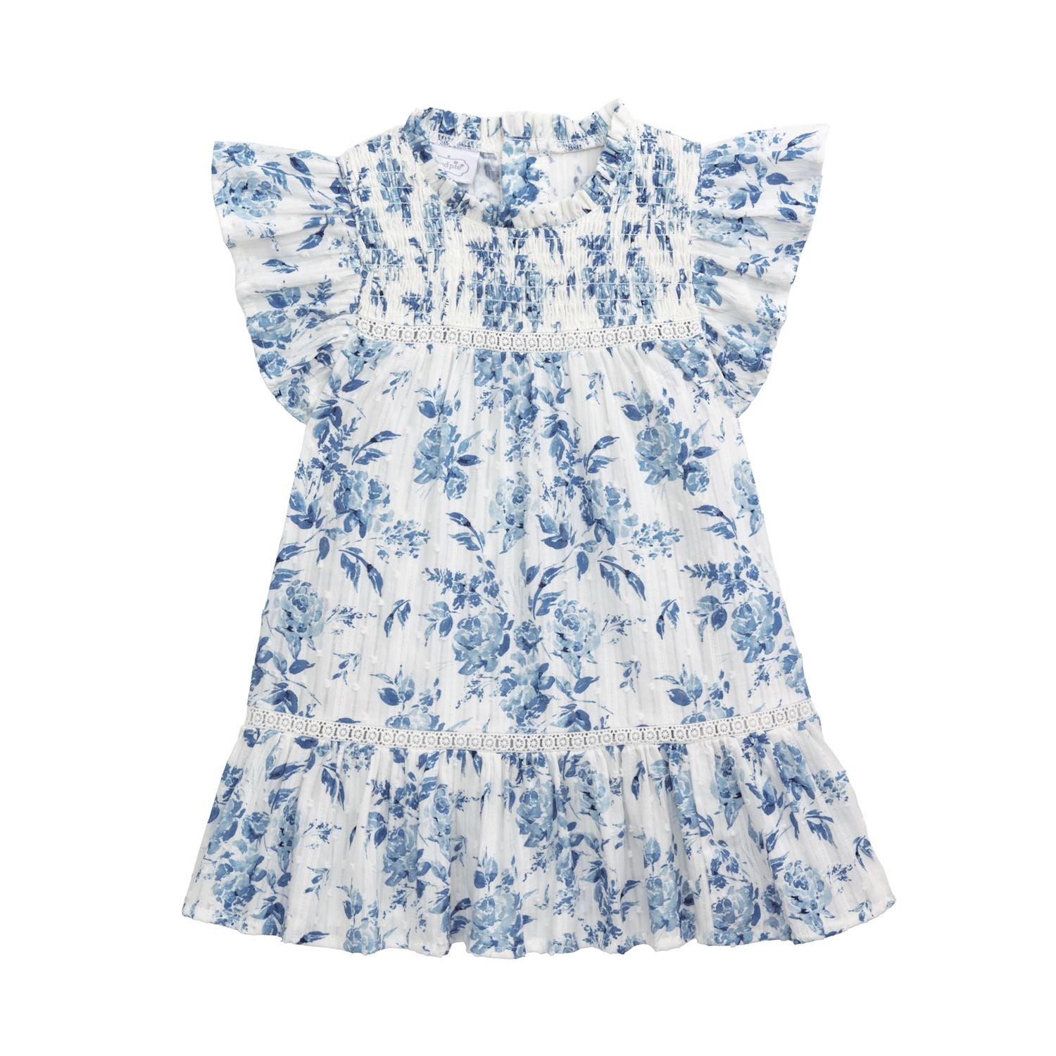 Mud Pie Girls Blue Floral Smocked Dress