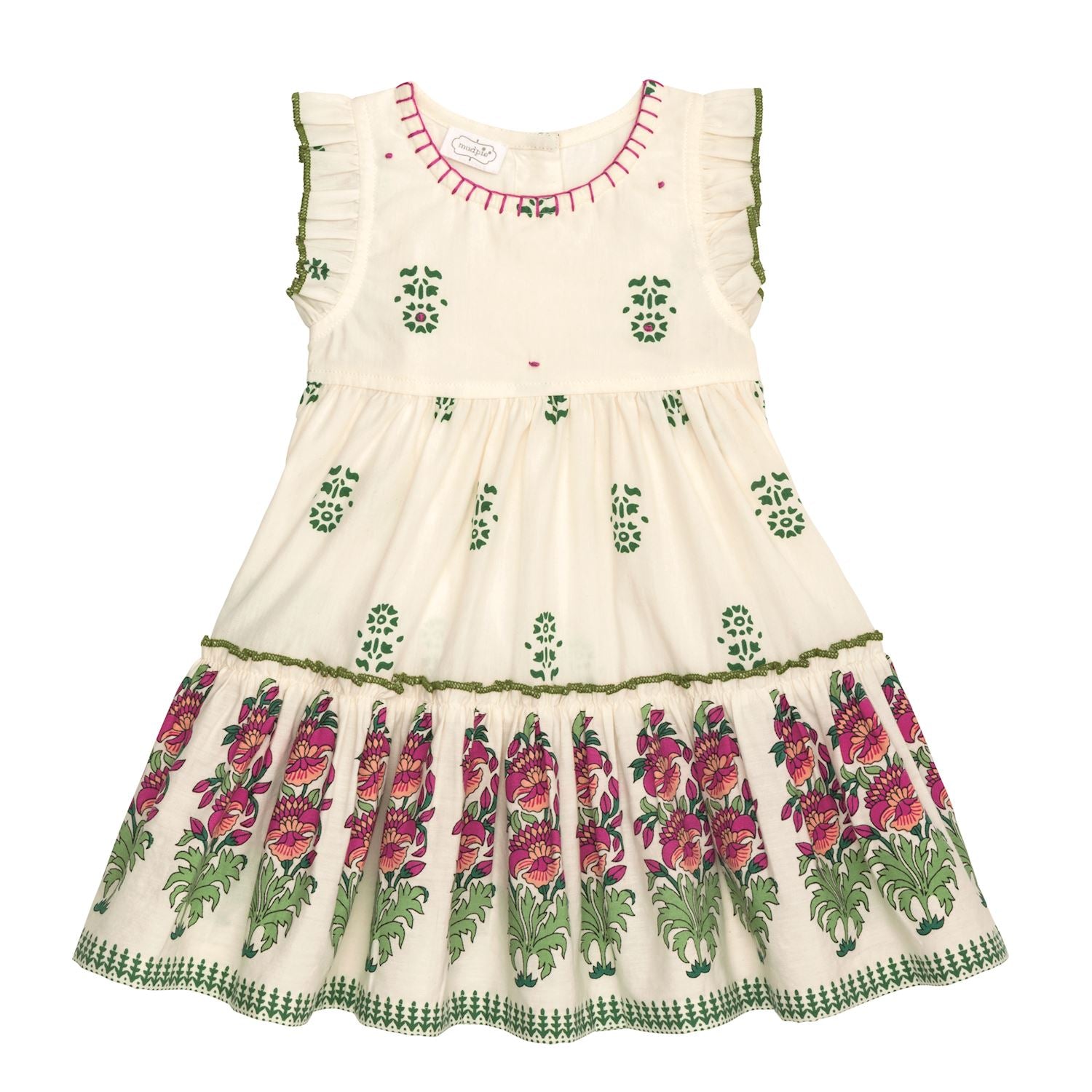 Mud Pie Ivory Block Print Dress