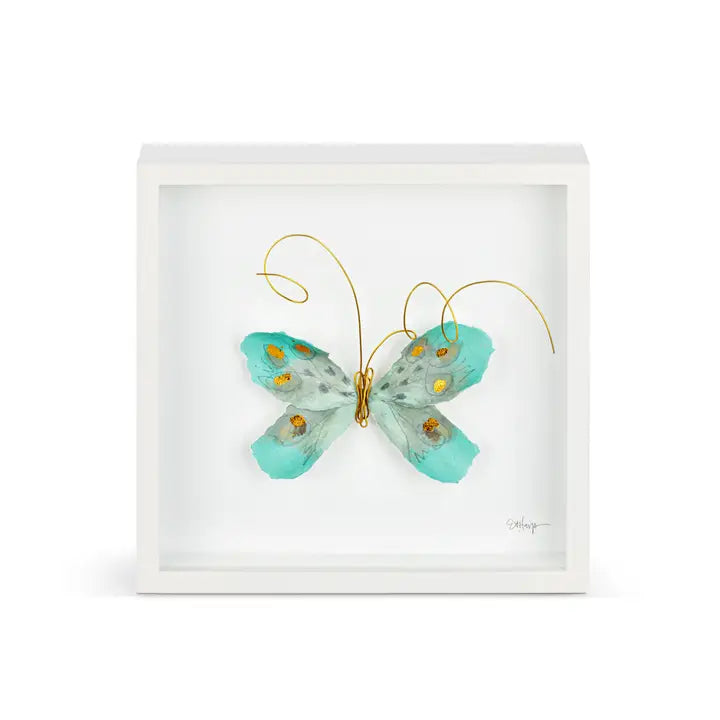 Turquoise & Gold Butterfly Wall Art