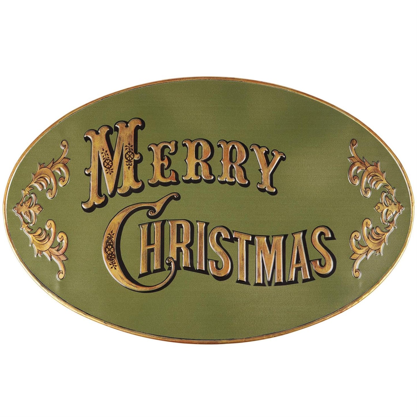 Merry Christmas Green Metal Sign