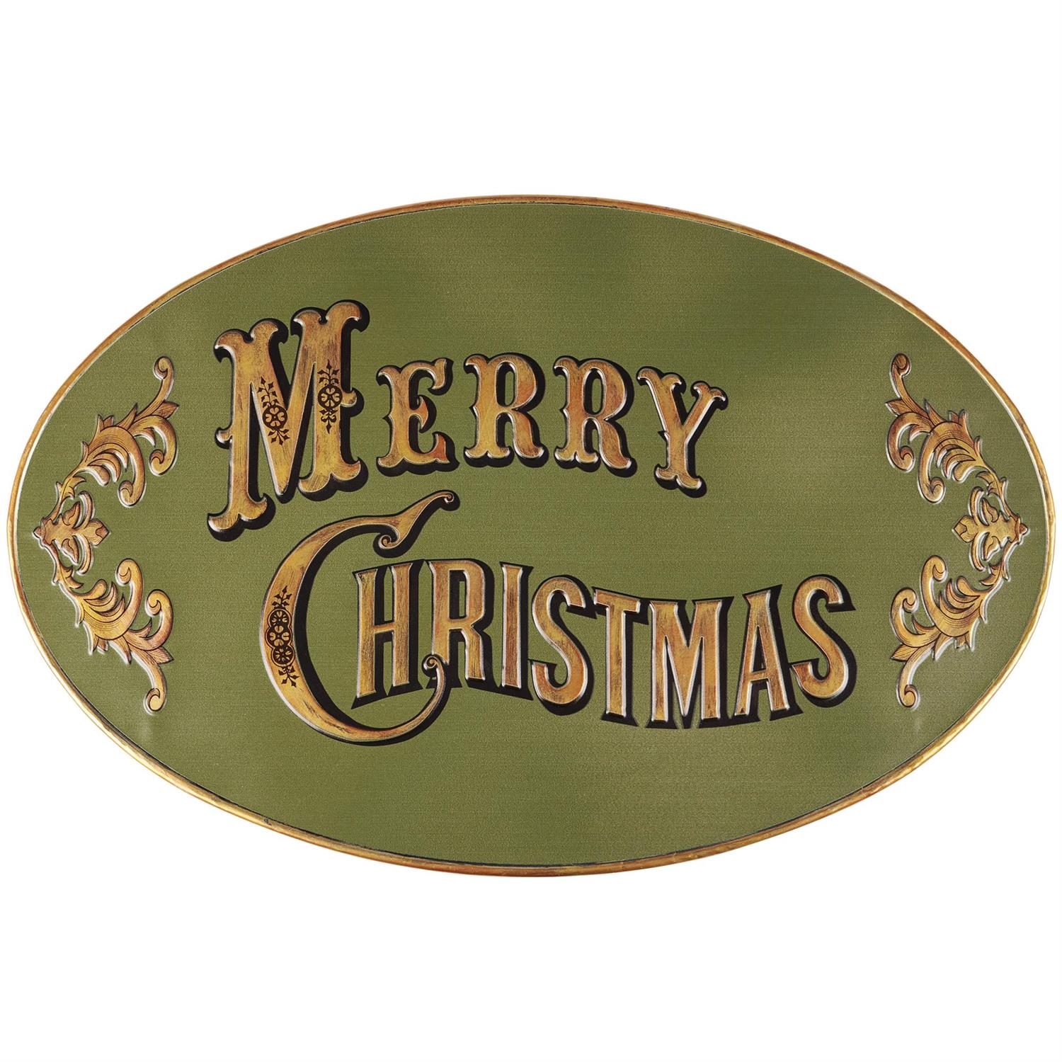 Merry Christmas Green Metal Sign