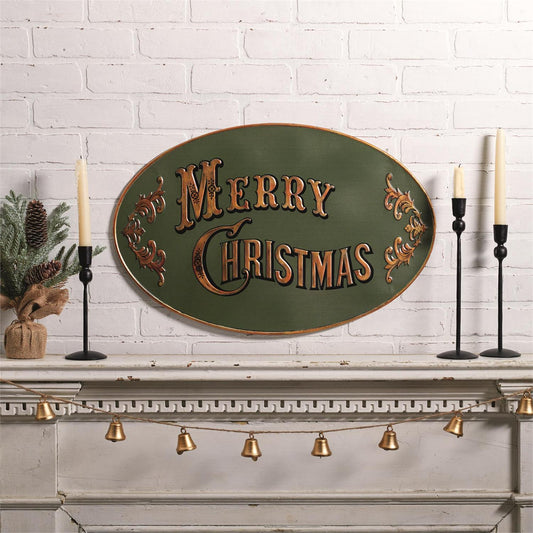 Merry Christmas Green Metal Sign