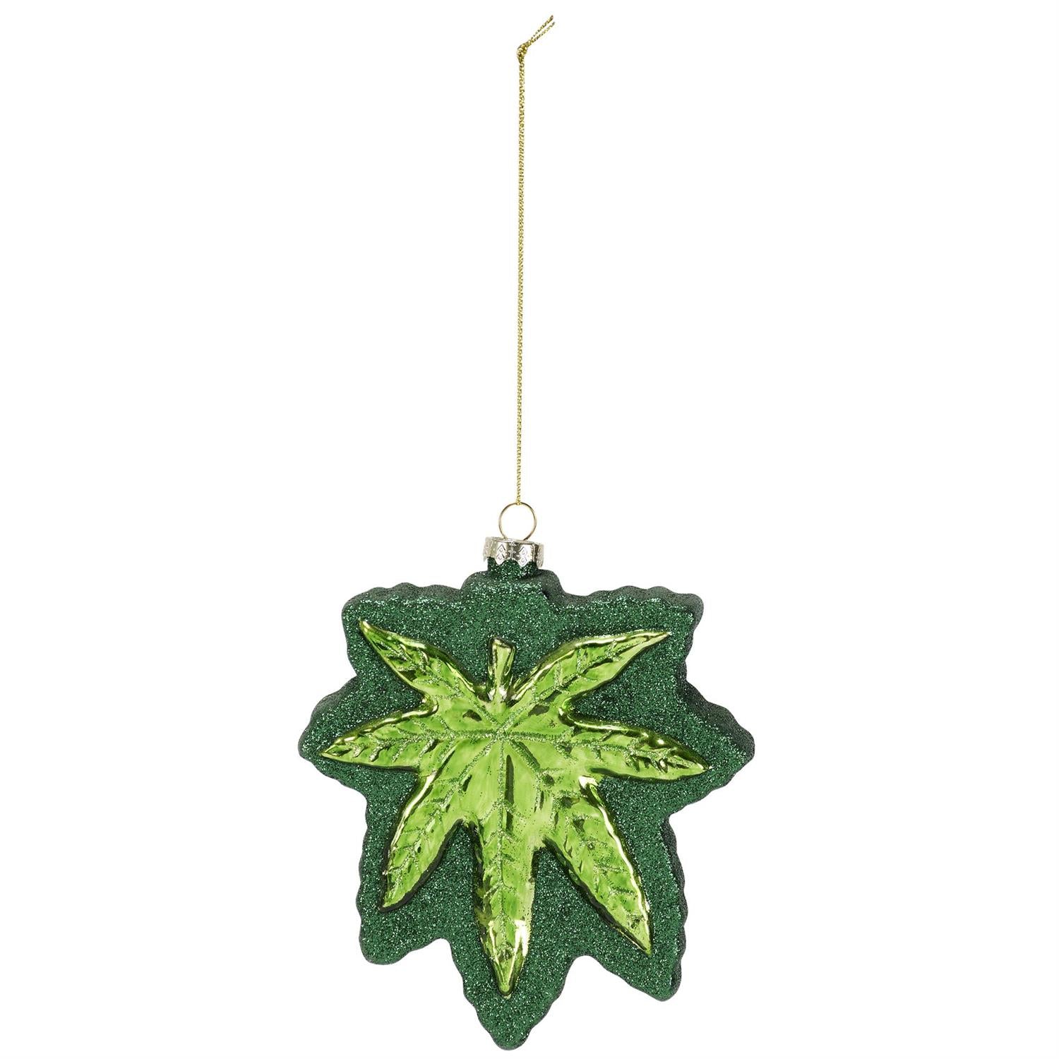 Pot Leaf Glass Ornament