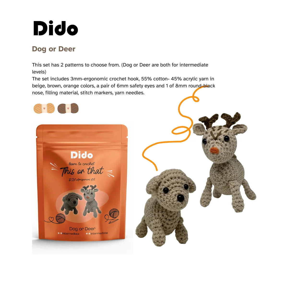 DIY This Or That Crochet Kit- Dog Or Deer