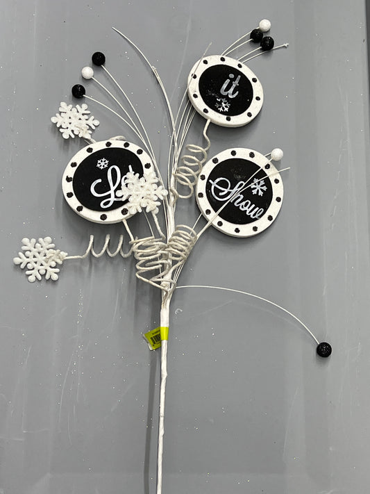 Chalkboard Let It snow Snowflake Pick