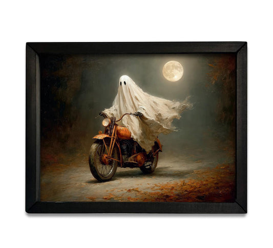 Ghost On Motorcycle Box Frame- 12x16