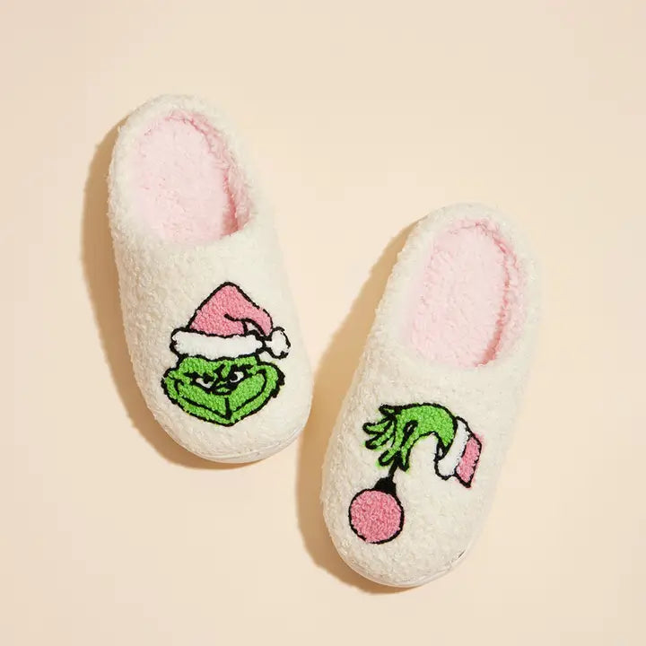 Kids Christmas Grinch Home Slippers