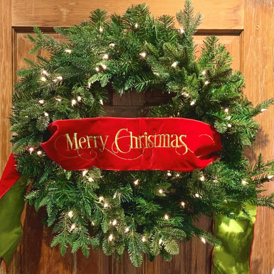 Red Merry Christmas Banner With Green Lettering