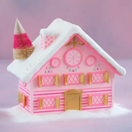 Glitterville Christmas Pink Chalet Display