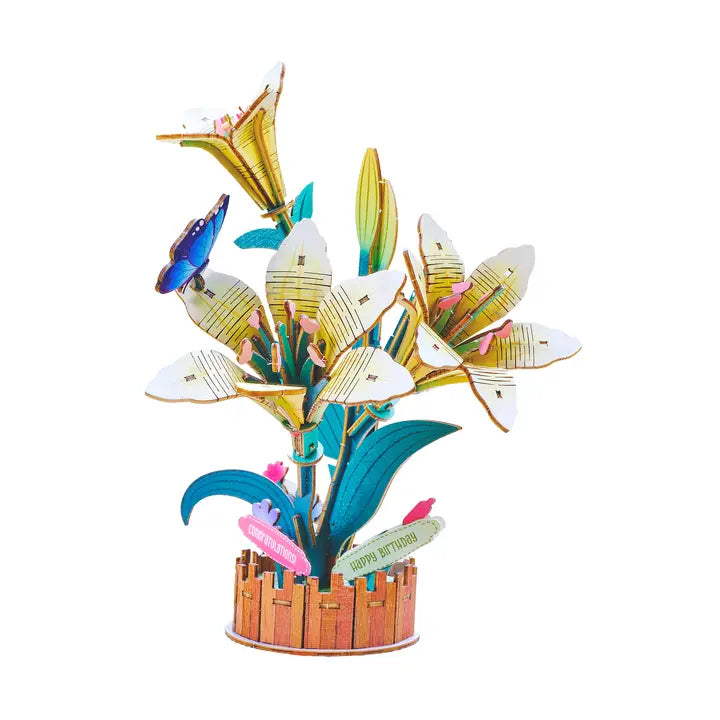 Diy Wooden Puzzle Kit -Flower Bloom Set