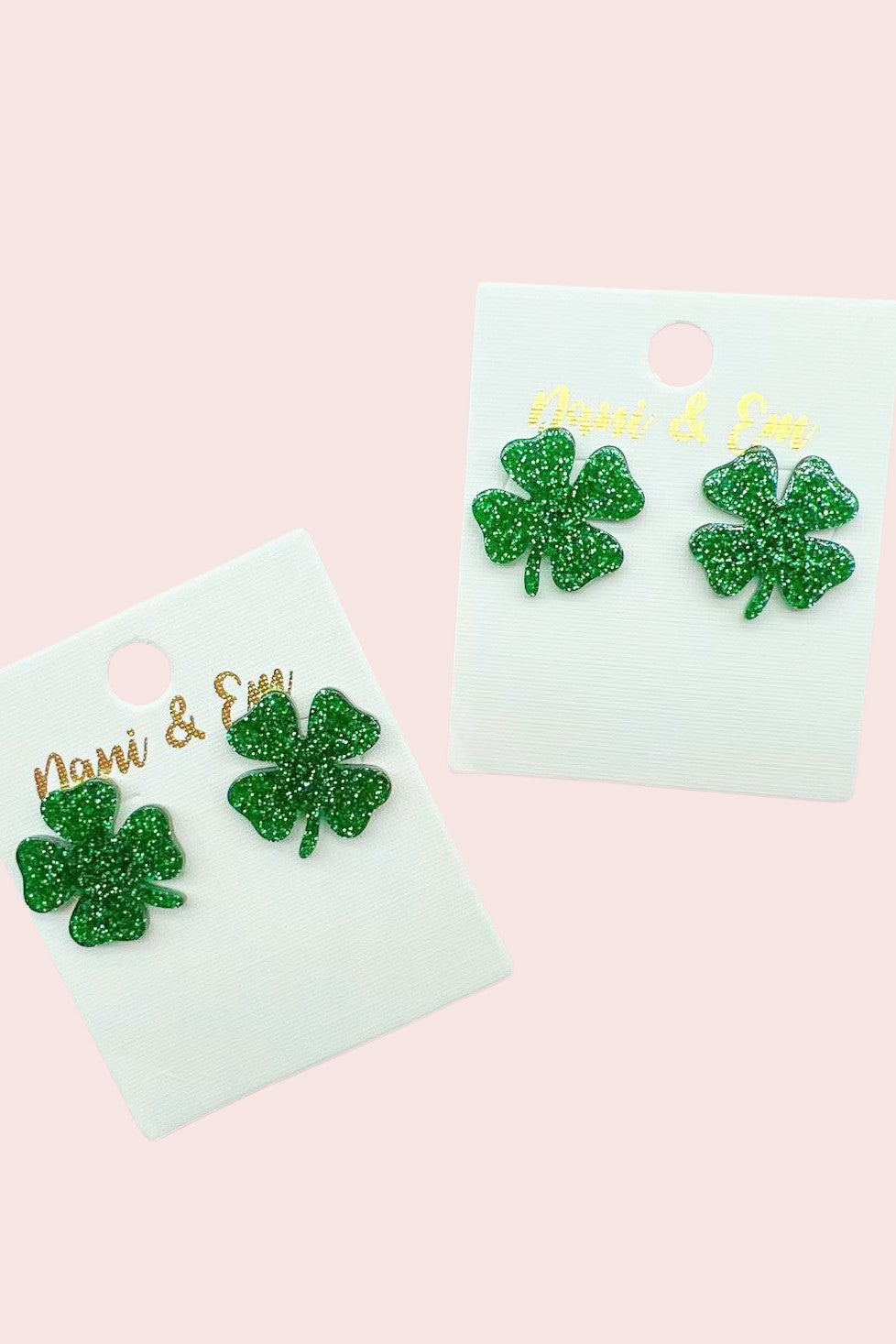 Shamrock Glitter Green Stud Earrings