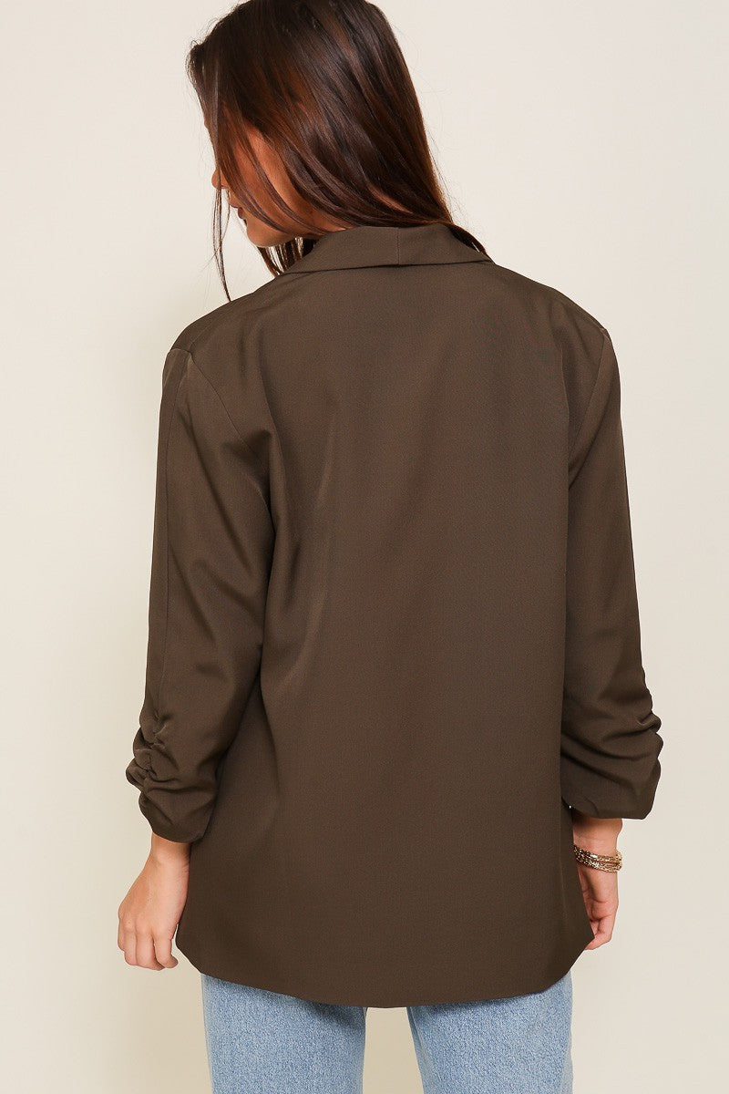 Open Front Ruched Blazer