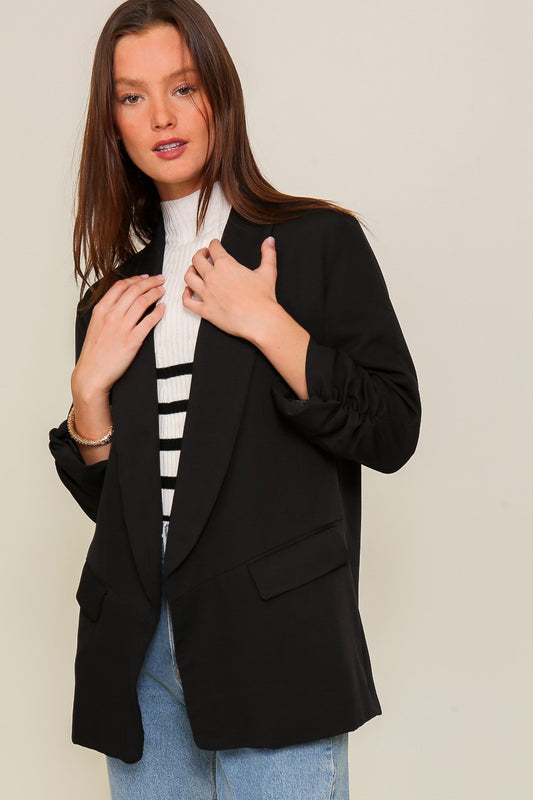 Open Front Ruched Blazer