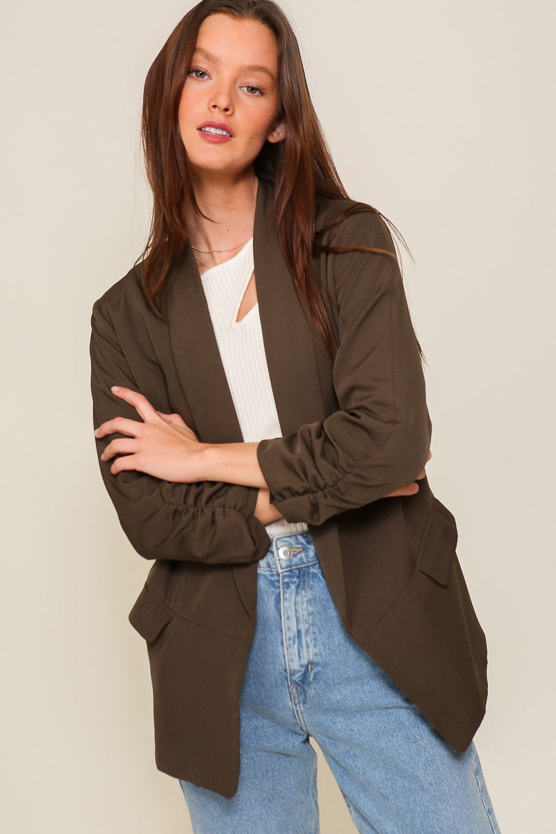 Open Front Ruched Blazer