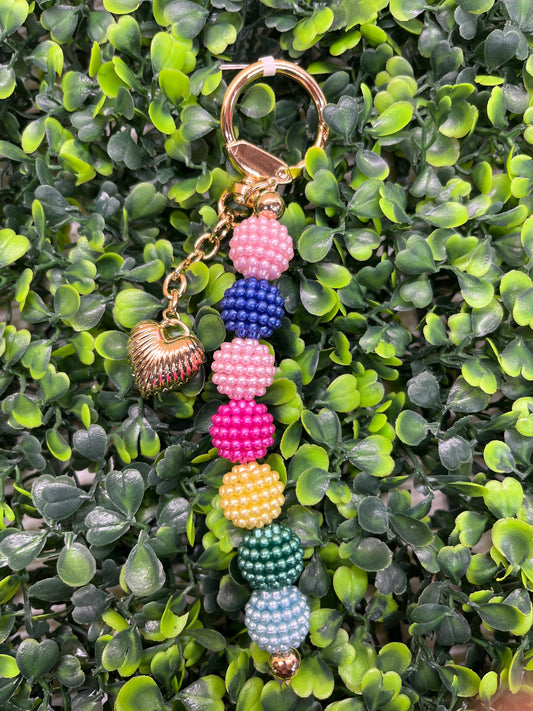 Multi Color Gold Heart Keychain