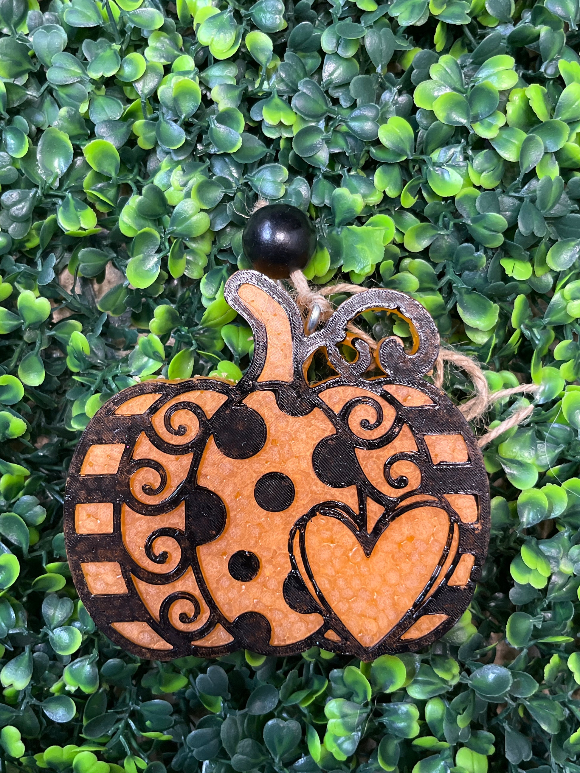 Orange Pumpkin With Heart Fall Car Freshies