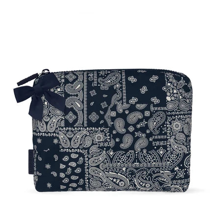 Case Mate Crinkle Make Up Bag-Navy Bandana Bow