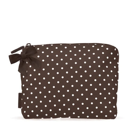 Case Mate Crinkle Makeup Bag- Espresso Polka Dot Bow