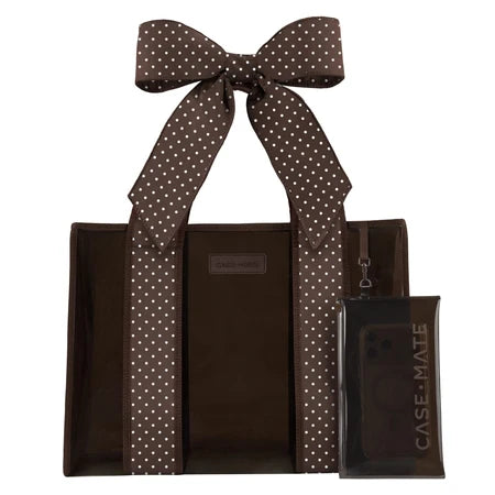 Case Mate Jelly Tote Bag- Espresso Polka Dot Bow