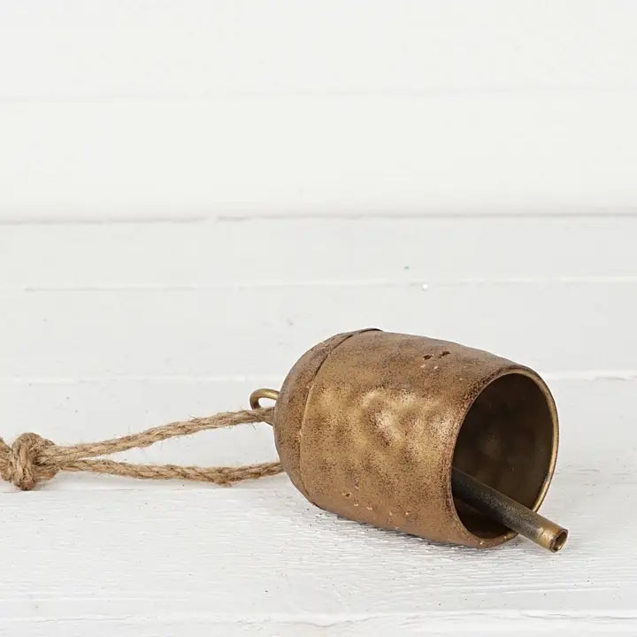 Vintage Gold Oval Shape Cow Bell W. Loop