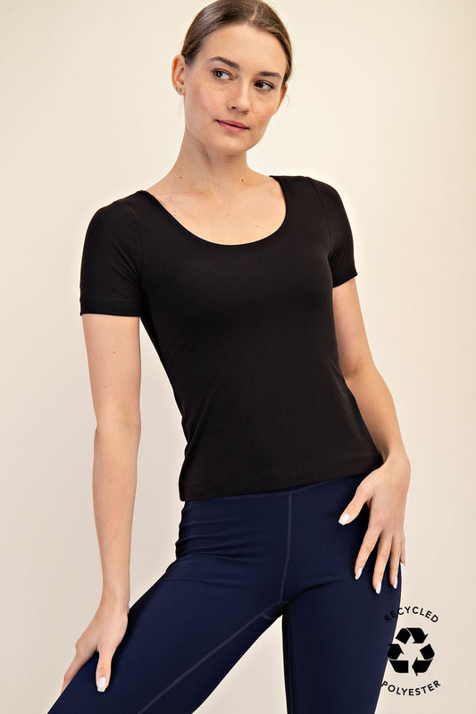 Butter Round Neck Short Sleeve Top
