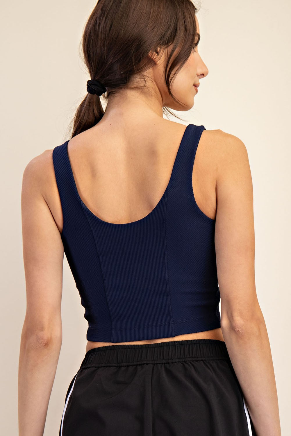 Rae Mode Nylon Rib V Neck Tank