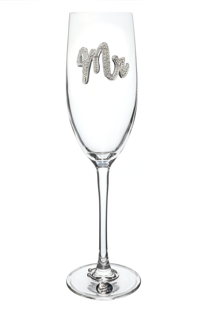 Mrs. or Mr. Jeweled Champagne Flute Wedding Drinkware