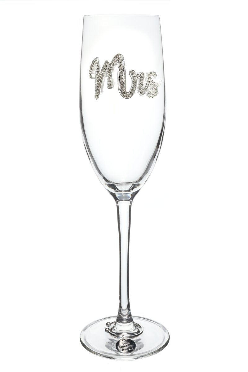 Mrs. or Mr. Jeweled Champagne Flute Wedding Drinkware