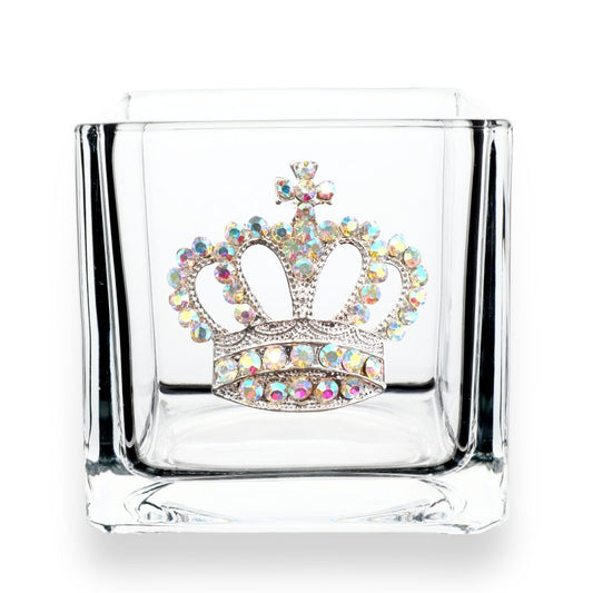 Aurora Borealis Crown Jeweled Glass Candle Holder