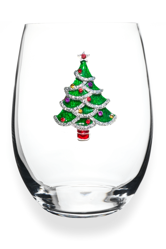 Jeweled Christmas Stemless Wine Glass Drinkware