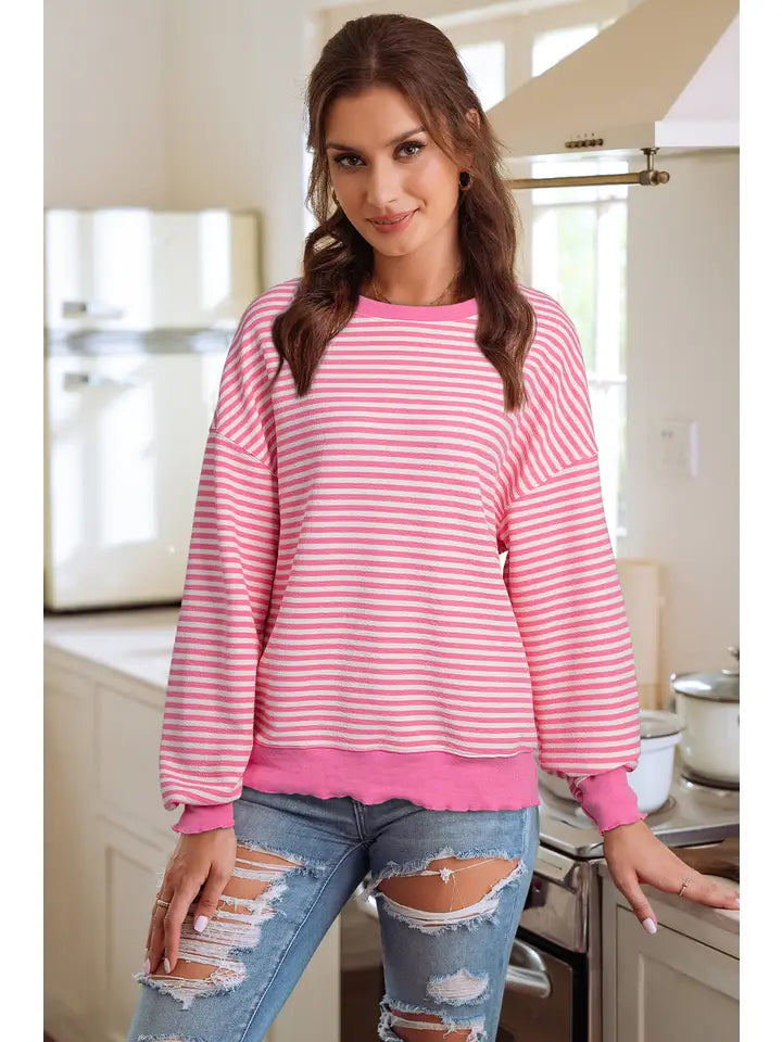 Stripe Drop Shoulder Long Sleeve