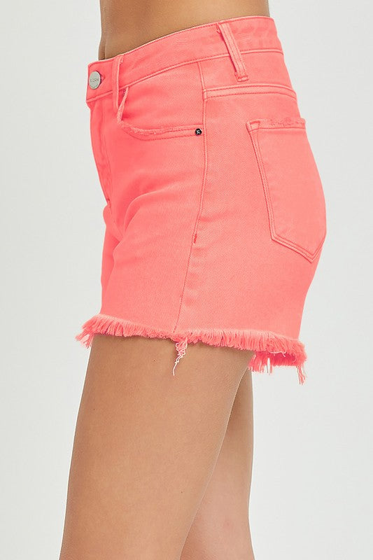 Risen High Rise Fray Hem Shorts
