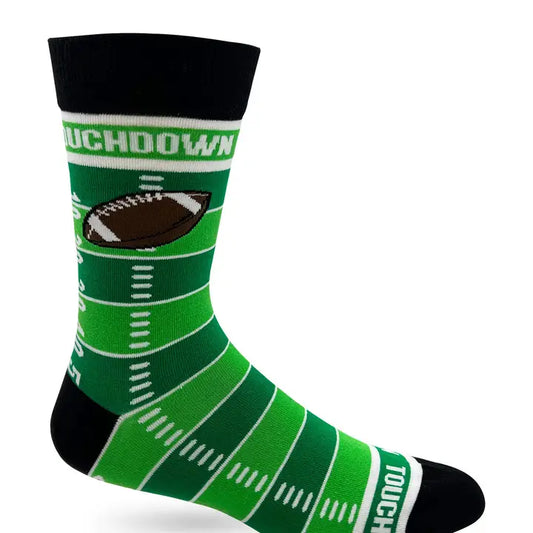 Touchdown Men's Novelty Crew Socks Featuring American Football Field