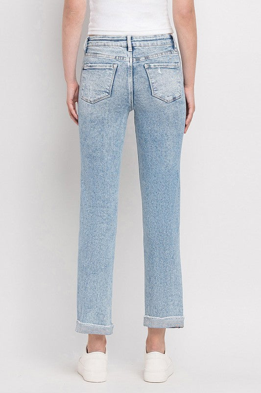 Lovervet By Vervet Tummy Control High Rise Cuff Slim Straight Jeans