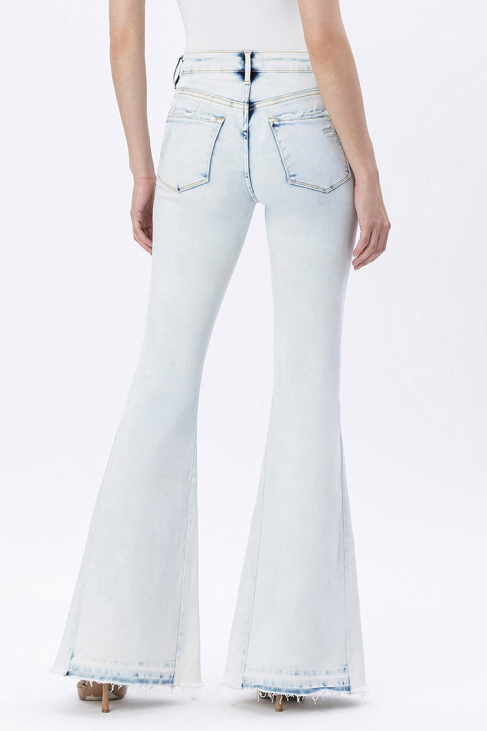 High Rise Acid Wash Super Flare Jeans