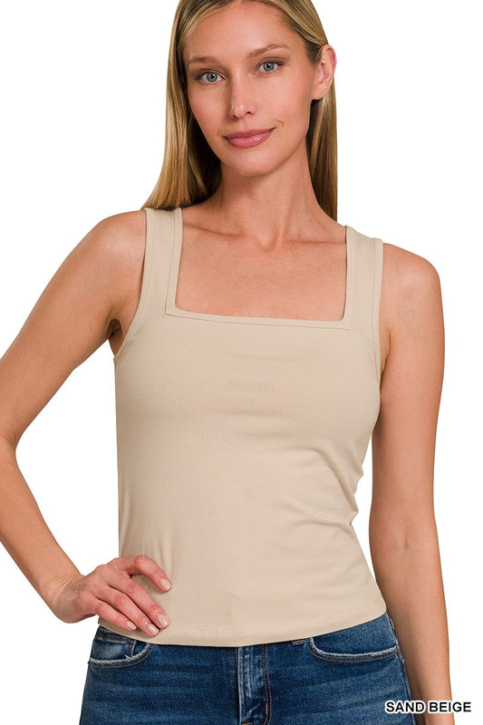 Cotton Square Neck Cropped Top