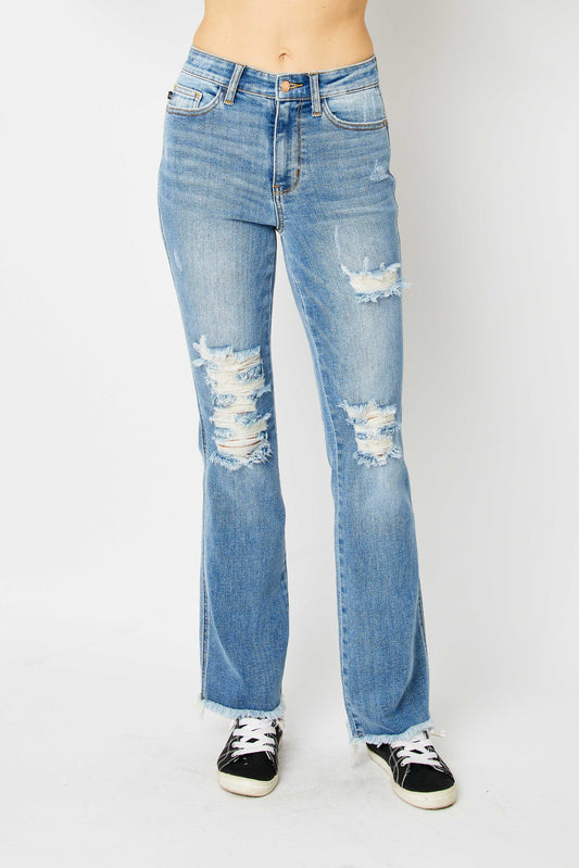 Judy Blue High Waisted Frey Hem Bootcut Jeans