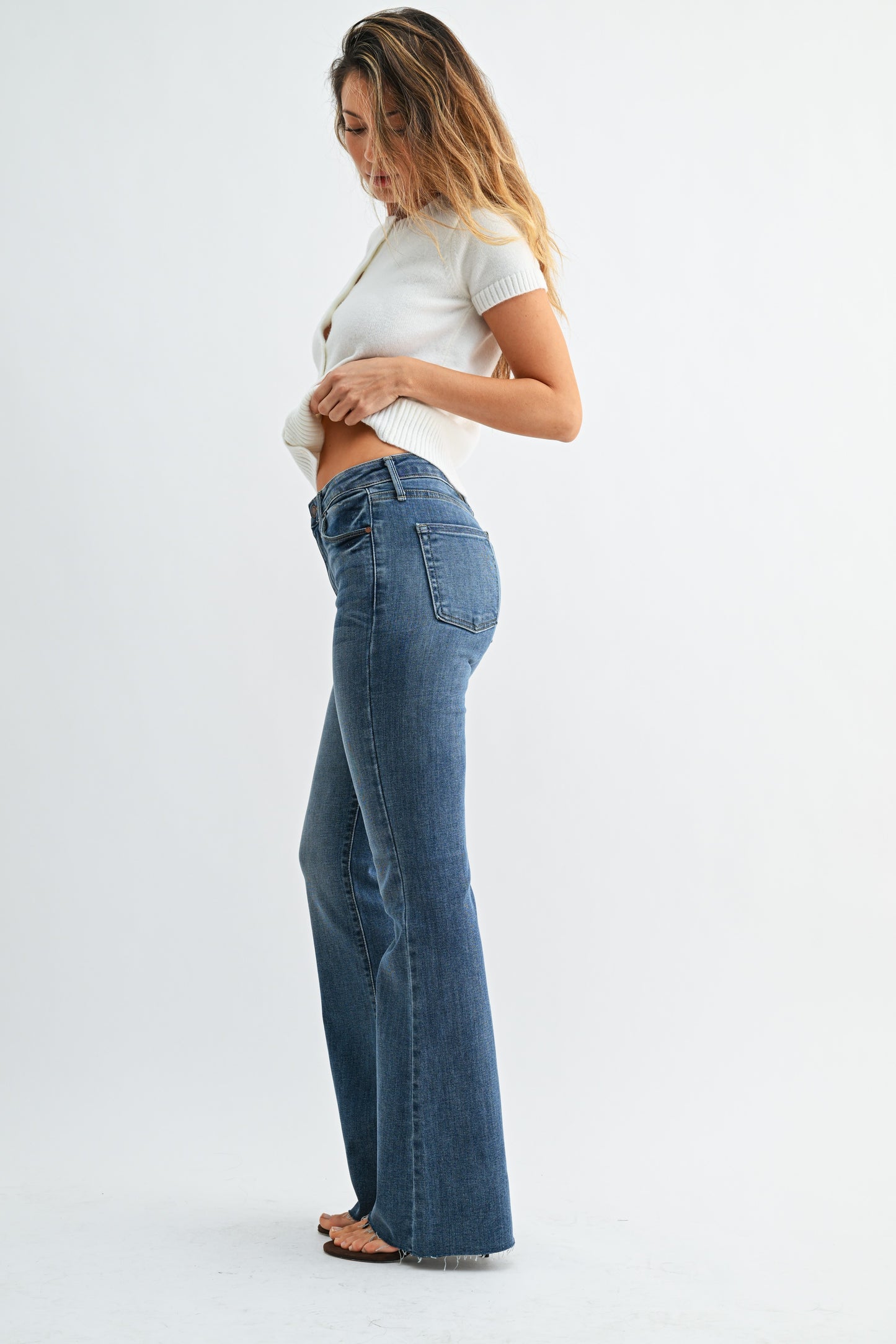 Just Black Denim High Rise Scissor Cut Flare Jean