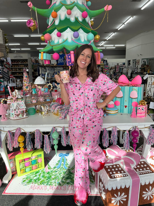 Southern Couture Pink Nutcracker Pant Lounge Set