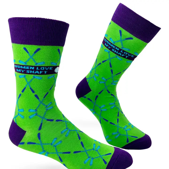 Women Love My Shaft Men's Novelty Crew Socks Featuring Golf