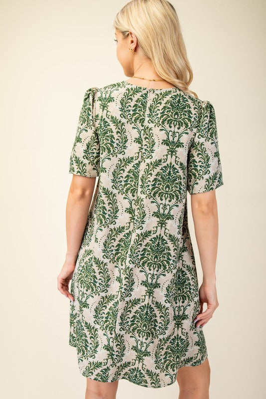 Demask Printed Short Sleeve Dress