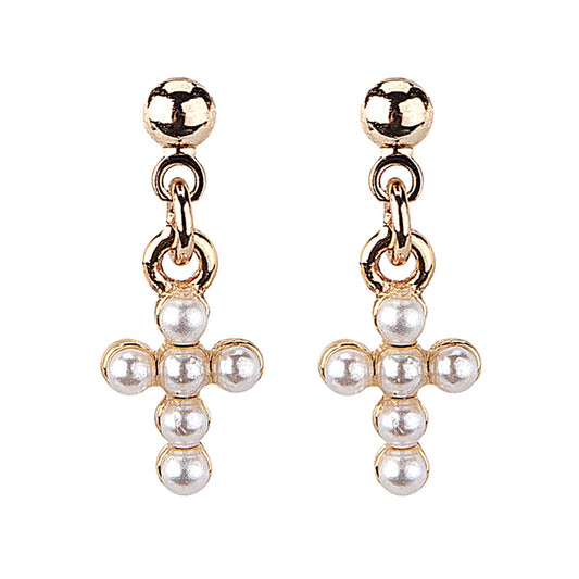 Children’s Pearl Cross Earrings