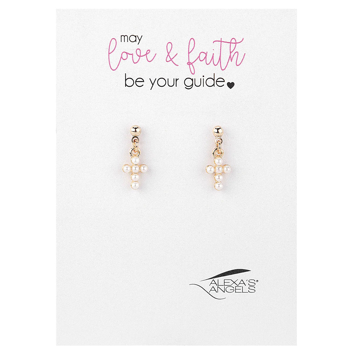 Children’s Pearl Cross Earrings