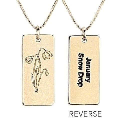 Gold Tone Birth Month Flower Necklace